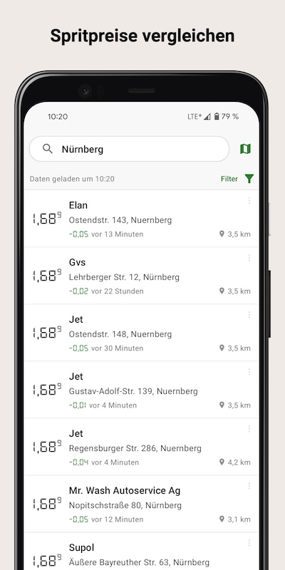 Screenshot der Android-App Spritpreise